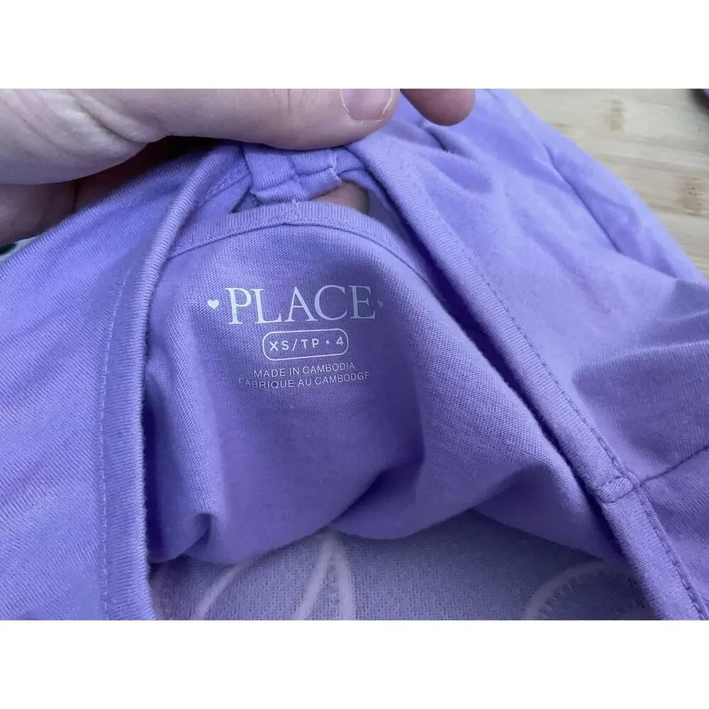 The Children's Place Shirt Girls 4 Purple Beautiful Unicorn Graphic Long Sleeve‎